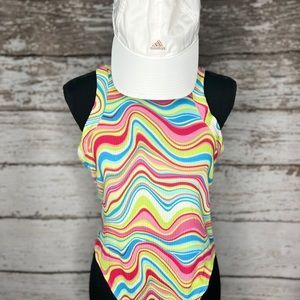 No Boundaries Bodysuit, Multicolor, Size 11-13 with or without hat.